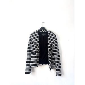 Tart Collections Blazer Black White Striped Moto Jacket
